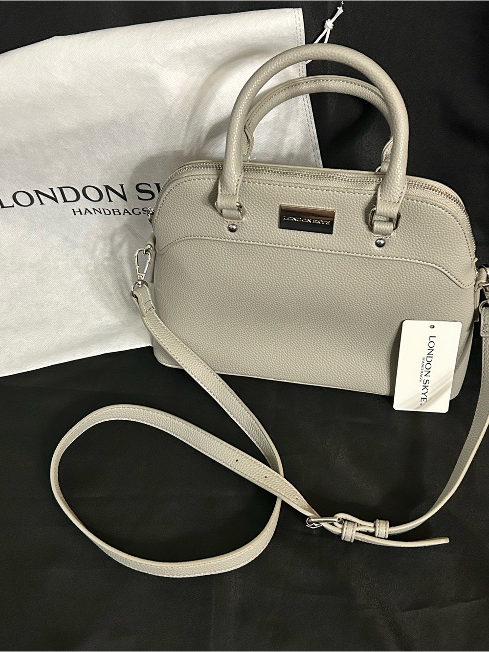 London Skye Women’s Light Grey Satchel Handbag Purse NWT